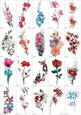 20 Sheets Woman Flowers Waterproof Body Temporary Tattoos Stickers US Seller