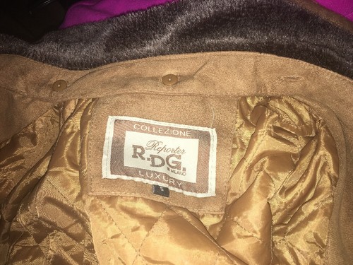 RDG Milano Reporter Jacket Faux Suede Size S Brown NEW - Picture 6 of 6