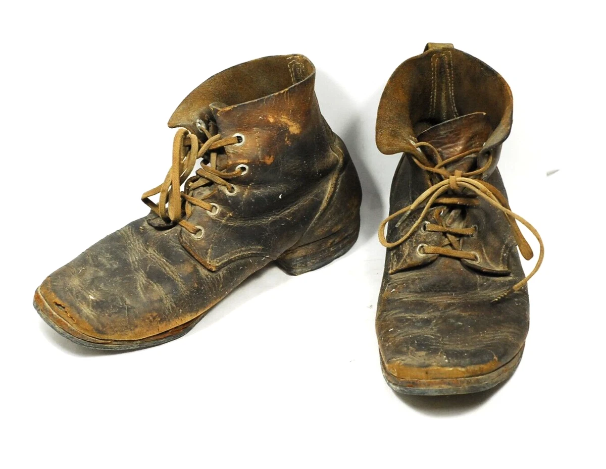 WW2 Japanese Army Solders Lace up Leather Boots 10.7 Mon Military