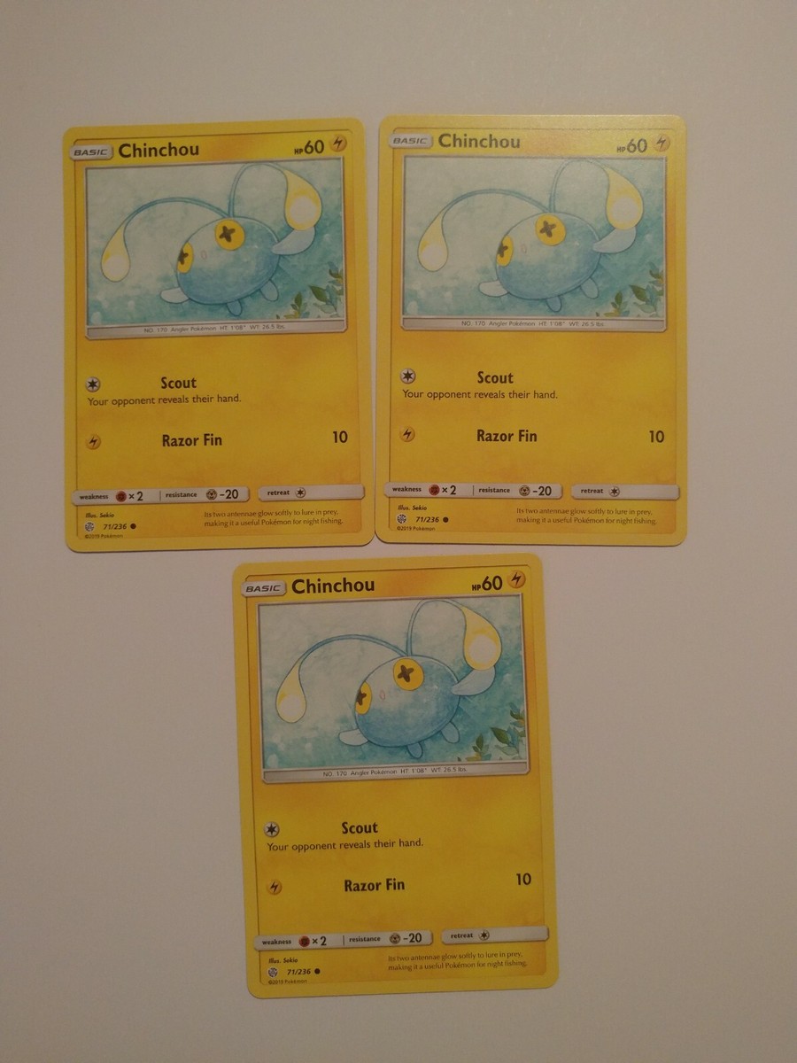 Chinchou X3 3X (071) Fresh Pokémon New Cosmic Eclipse