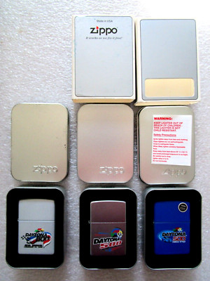 3 Zippo Lighter Daytona 500 39th 1997, 40th Annual 1998 Great American Race 2000