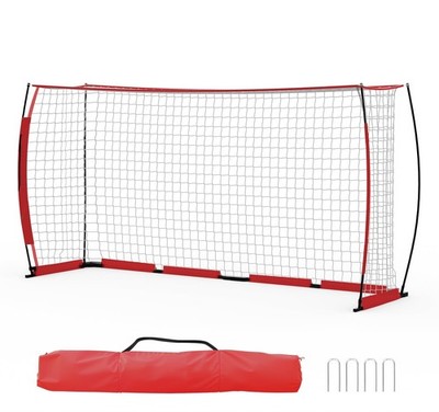 12x6FT Portable Soccer Goal Foldable Soccer Training Net w/ Metal Frame Backyard