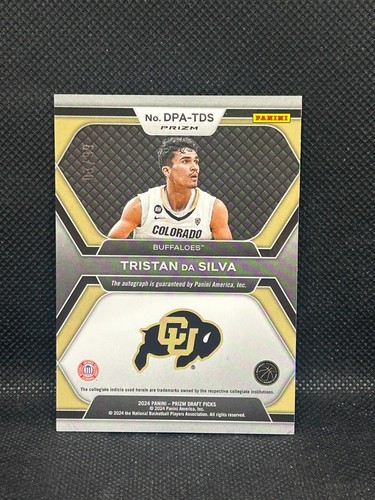 2024 Panini Prizm Draft Picks Tristan da Silva #DPA-TDS Purple Ice /99 Auto RC - Foto 2 di 2