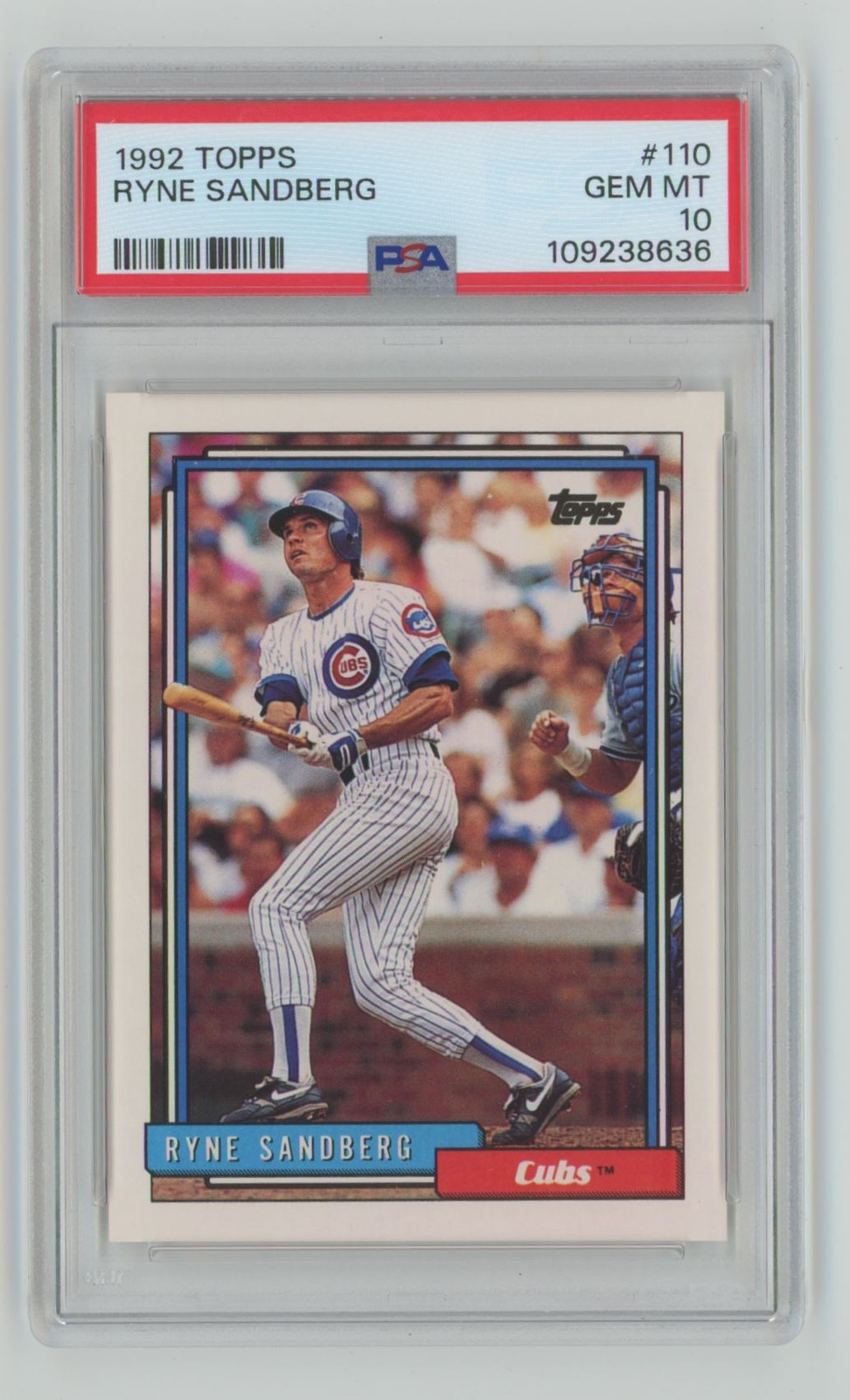 1992 TOPPS RYNE SANDBERG PSA 10 CHICAGO CUBS #110 POP 229, NONE HIGHER