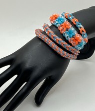 Rainbow Loom Bracelets New Set Of 4 Blue, Orange And Clear Colors Homemade