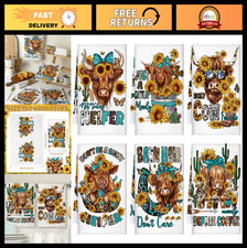 Highland Cow Kitchen Towels Set - 6 Absorbent Funny Tea Towels, Farmhouse Decor,