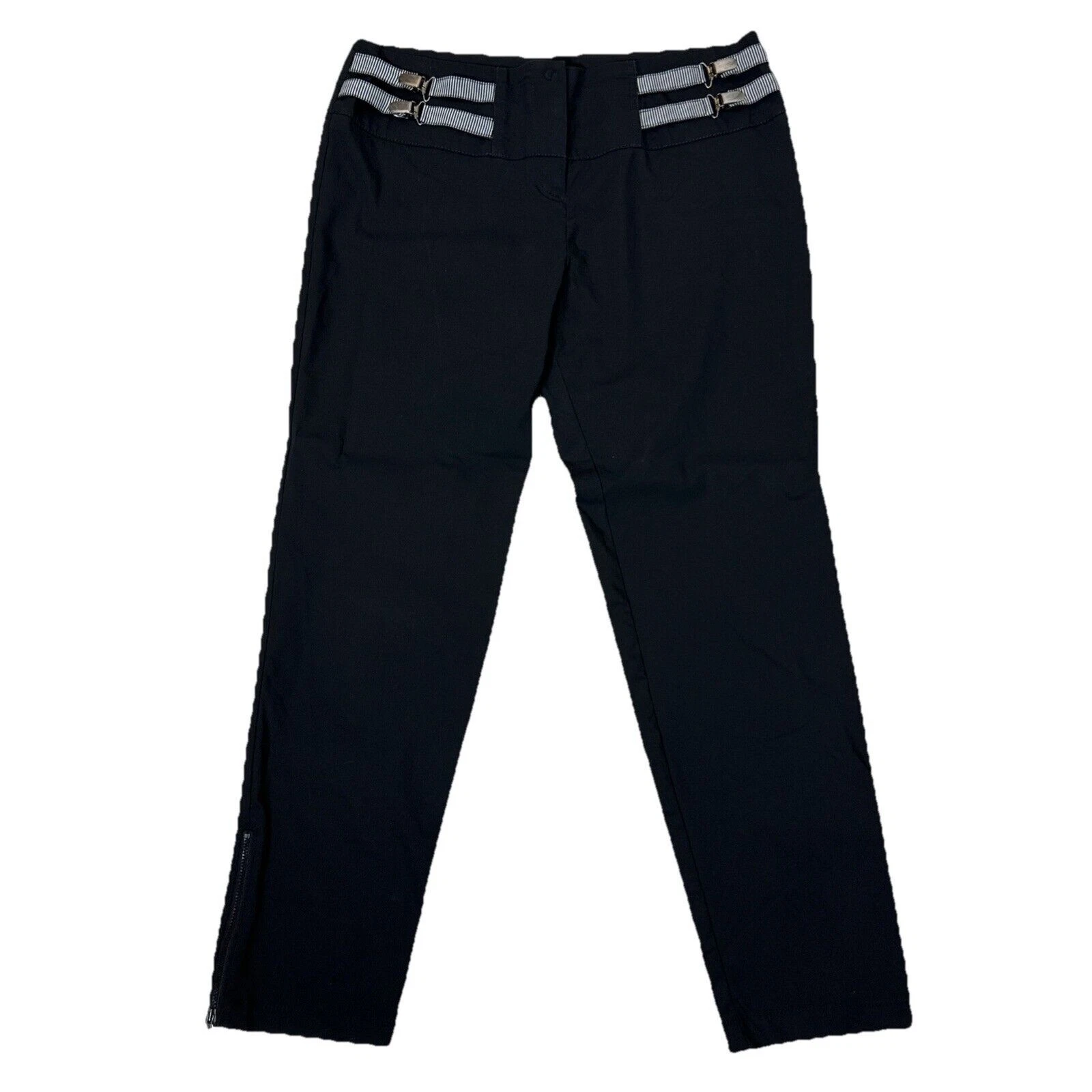 Vintage Armani Collezioni Black Pants 10 Capri Stretchy 90s Y2K Designer Crop