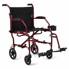 Medline Ultra Lightweight Transport Wheelchair for Adults, Foldable, 19-Inch ...