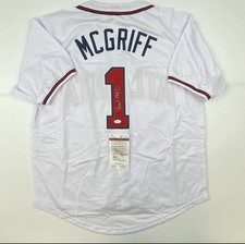 Autographed/Signed Fred McGriff Atlanta White CustomBaseball Jersey JSA COA Auto