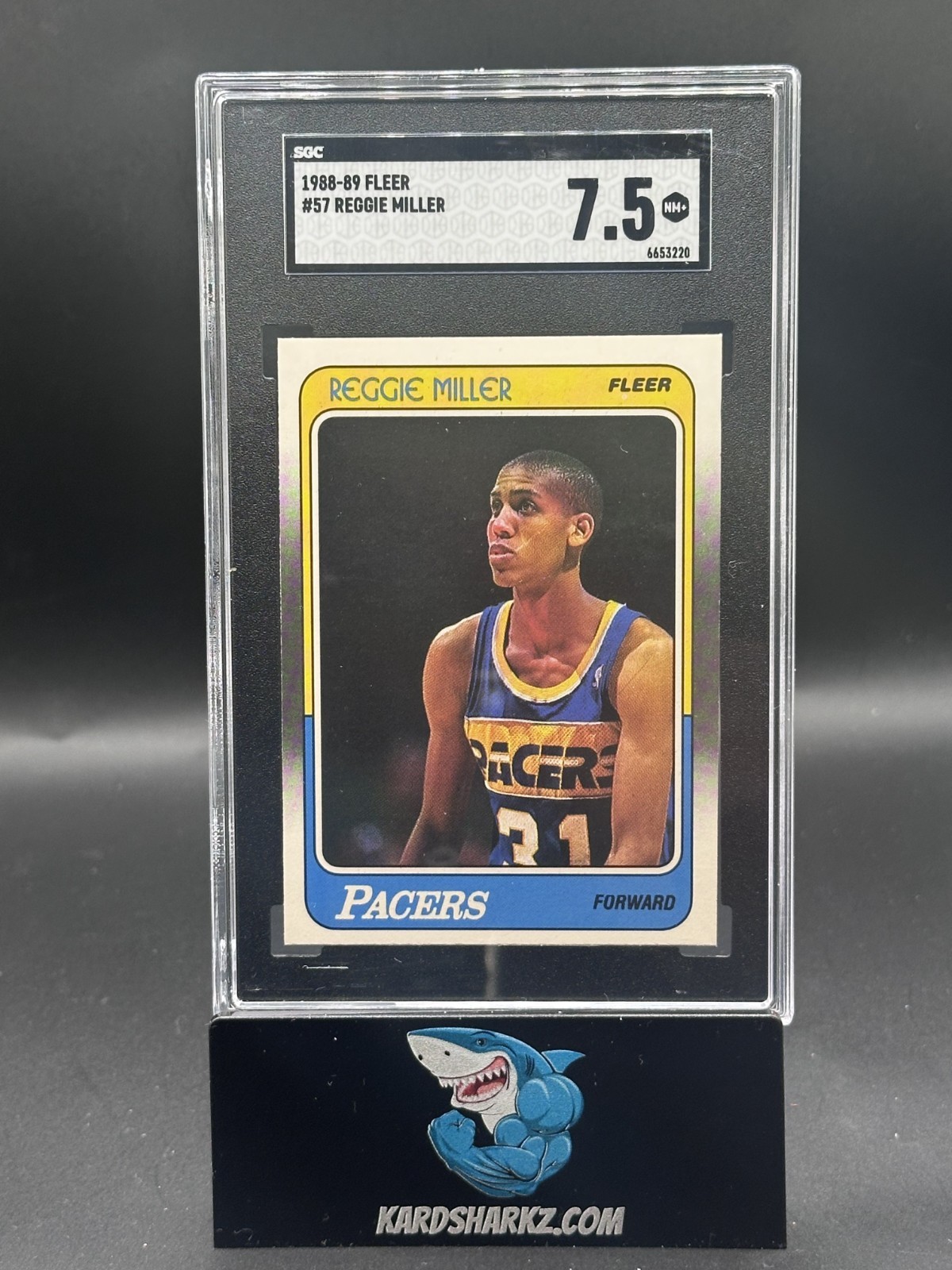 1988-89 Fleer 57 Reggie Miller RC SGC 7.5 ROOKIE Indiana Pacers HOF centered
