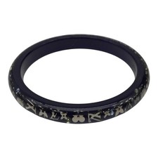 Louis Vuitton Inclusion Bracelet, Black with Silver Logos  Flowers