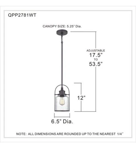 Quoizel Payson Outdoor Pendant, 1-Light 100 Total Watts, Western Bronze - Picture 5 of 8
