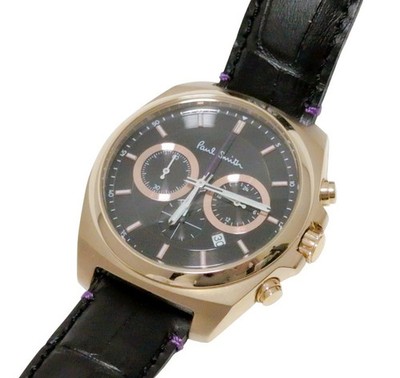 Paul Smith Chronograph Embossed Leather Black x Gold Color 0520-T021409 Quartz