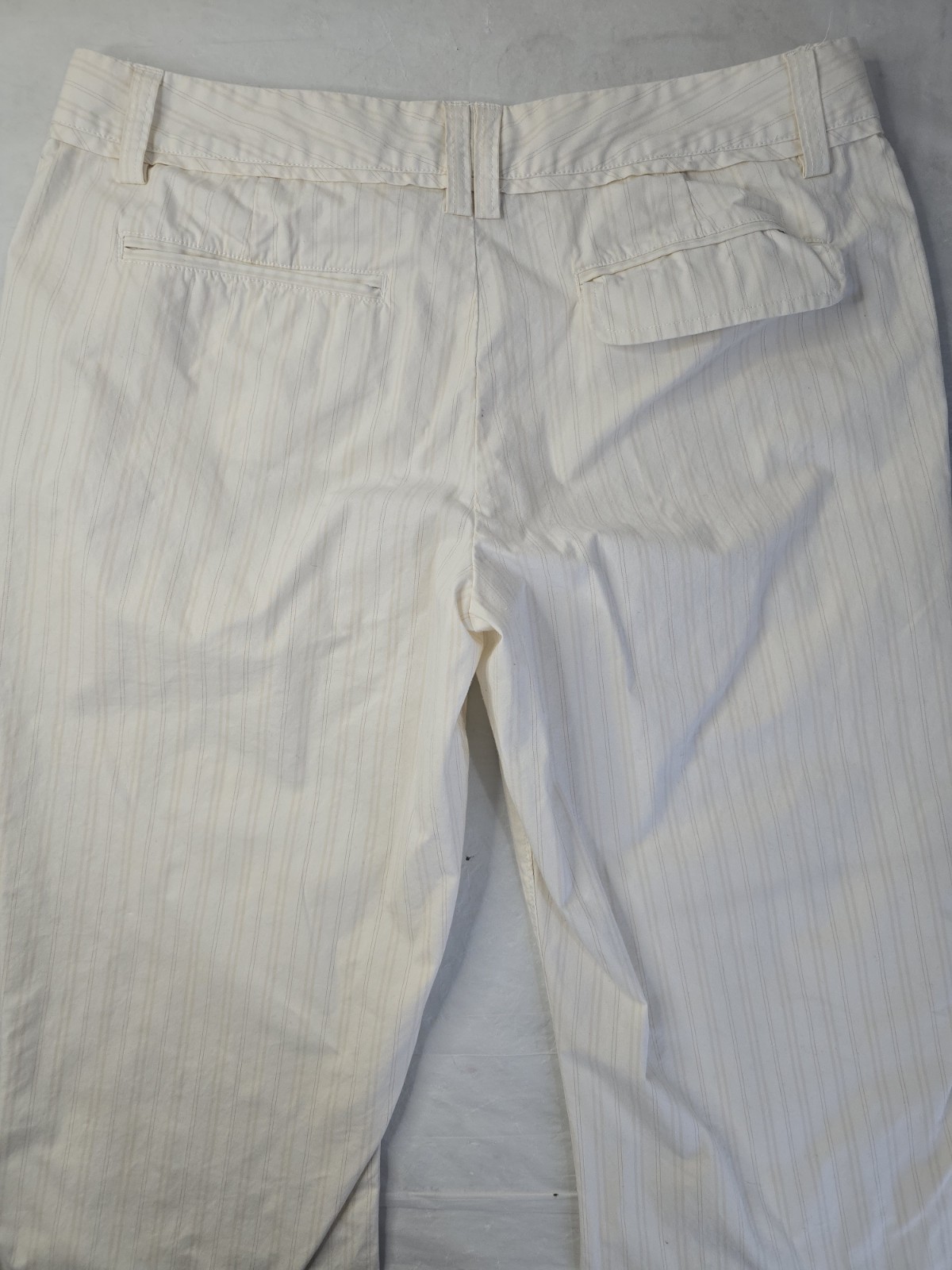 Calvin Klein Dress Pant Ivory Cream Pinstripe Dramatic Flared Leg Y2K Officewear thumbnail 9