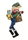 Elf Figurine Holding Gift Dangling Legs Hand Painted Holiday Decor Shelf Sitter — photo 6