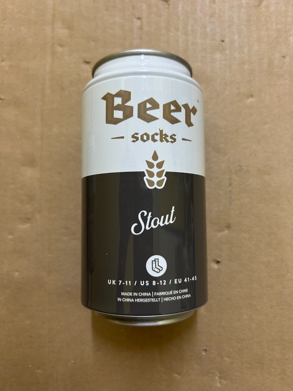 Beer Socks, Stout (UK Size 7-11) - Novelty Socks Packaged in a Beer Can - NEW