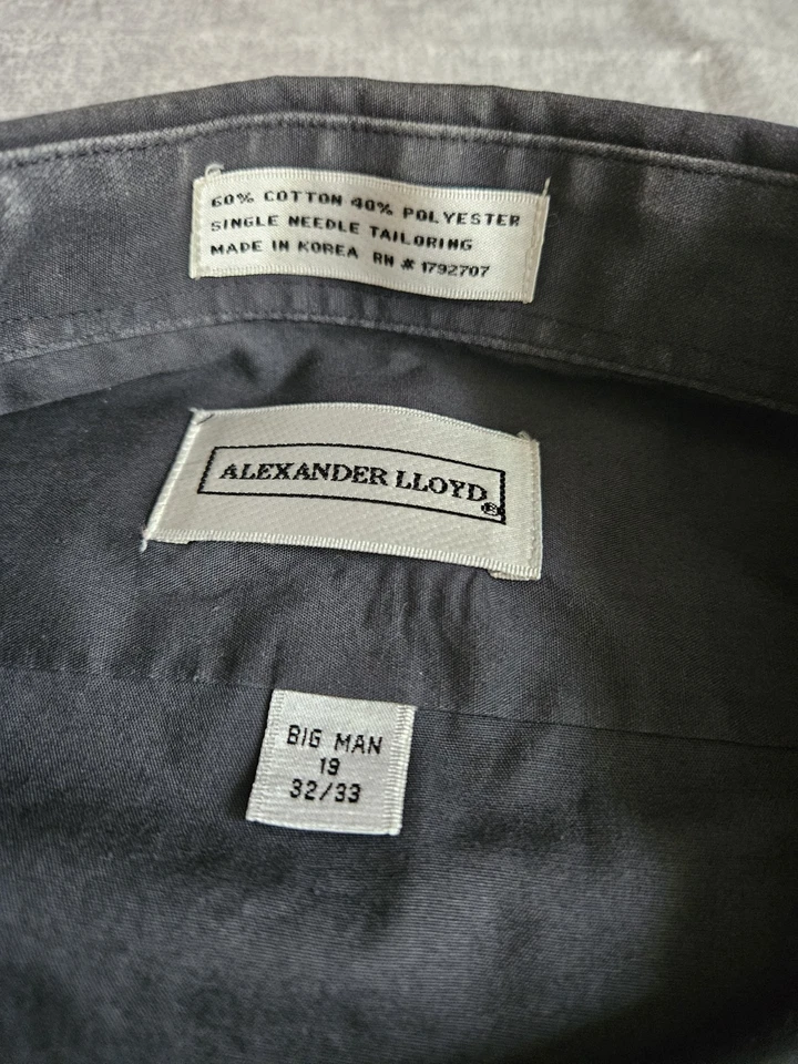 Alexander Lloyd 黑色正装衬衫 Big Man 19 32/33 长袖  — 第 3/4 张图片