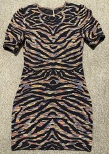 Free People Take Me Out Mini Dress Animal Psychedelic Size Small Bodycon 