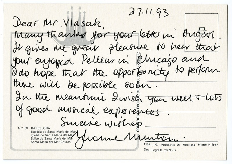 Yvonne Minton Handwritten Postcard Signed Autographed + Envelope