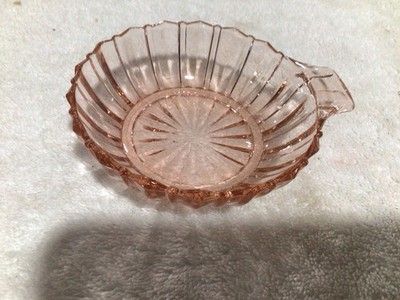 Anchor Hocking Depression Glass Fortune Pattern Pink Tab Handle Berry Bowl