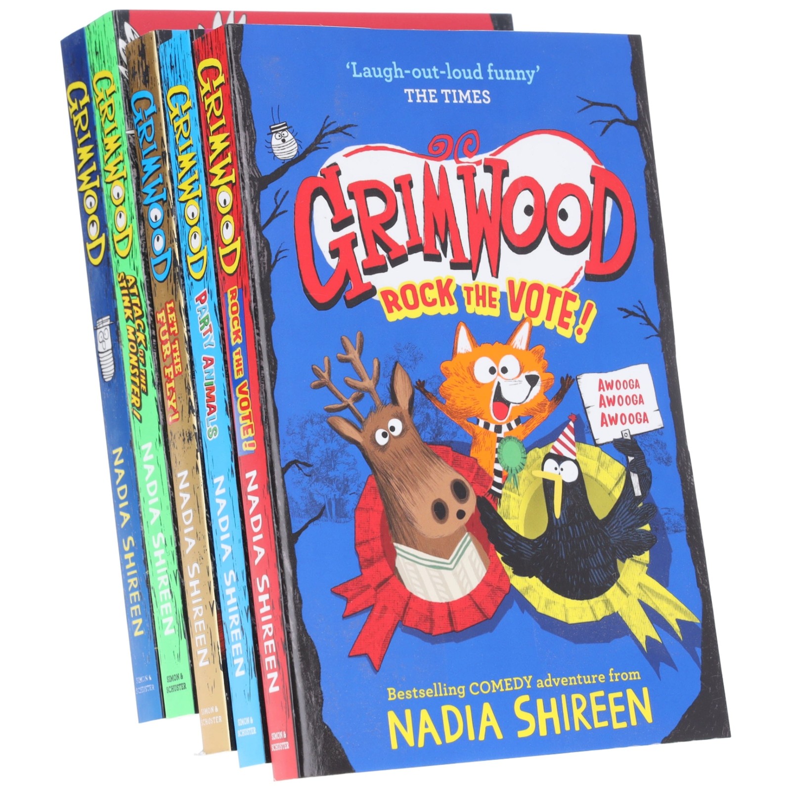 Nadia Shireen Unisex Grimwood Series By 5 Books Collection Set(Grimwood, Let The Fur Fly!, Attack Of The Stink Monster, Party Animals & Rock The Vote! (Hardb - Image 4