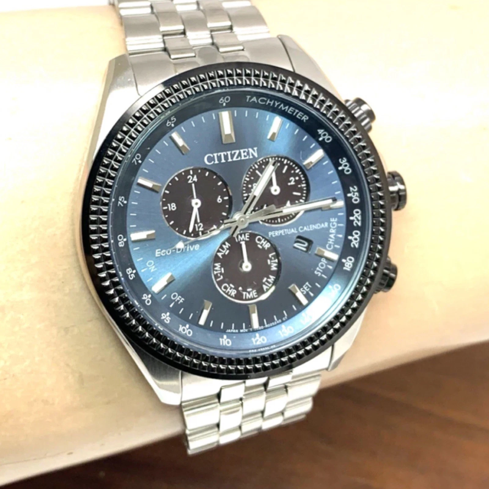 Citizen Brycen Men's Perpetual Calendar Chronograph Blue 44mm Watch BL5568-54L