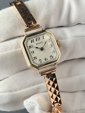 (9ct/9k Gold) Rolex Vintage Lady Art Deco Cocktail Watch 21mm Antique Bracelet