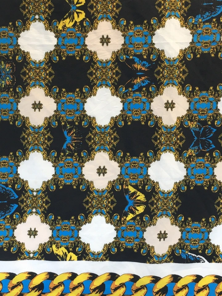 Urban Outfitters Square Scarf Silk Rope Chain Border Pattern 36x36 in - Image 3 of 4