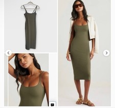NWT Open Edit Olive Green Midi Slip Dress L sold out style