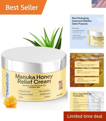 Natural Moisturizer for Dry Skin: Colloidal Oatmeal & Manuka Honey Cream - 4oz