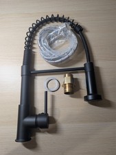 Black Kitchen Sink Mixer Tap Modern Spring Pull Out Shower Head Spray