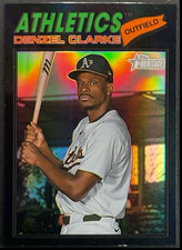 2026 Topps Heritage #324 Denzel Clarke Black Chrome /77 Oakland Athletics 8/77