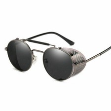 Metal Cyber Round Glasses Vintage Steampunk Sunglasses Side Shield Retro Goggles