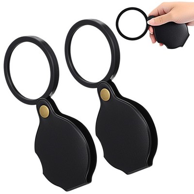 2Pk 5X Foldable Magnifying Glass w/ Protective Sheath for Reading Cards Labels