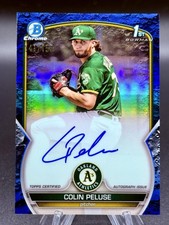 2023 Bowman Colin Peluse Chrome Blue Lunar Refractor #/150 SP RC Rookie A's Auto