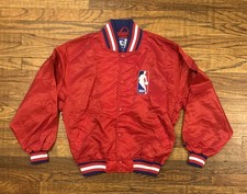 Giacca Bomber Vintage Starter NBA Satin Basket Rosso Snap Varsity Uomo Medium