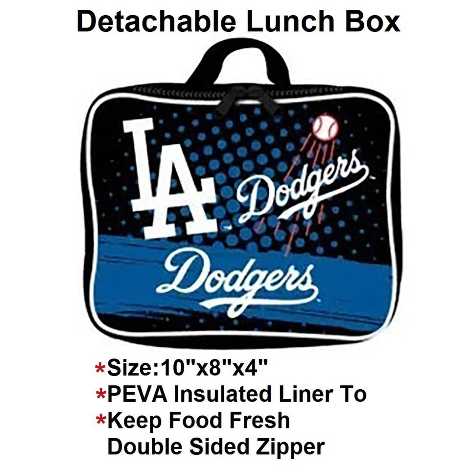 Los Angeles Dodgers Mojo NFL Licensed Laptop Backpack w Insulated Lunch Box Set - Image 4 of 4