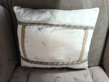 Rectangular Decorative Throw Pillow Textured Bird Birdcage Print White