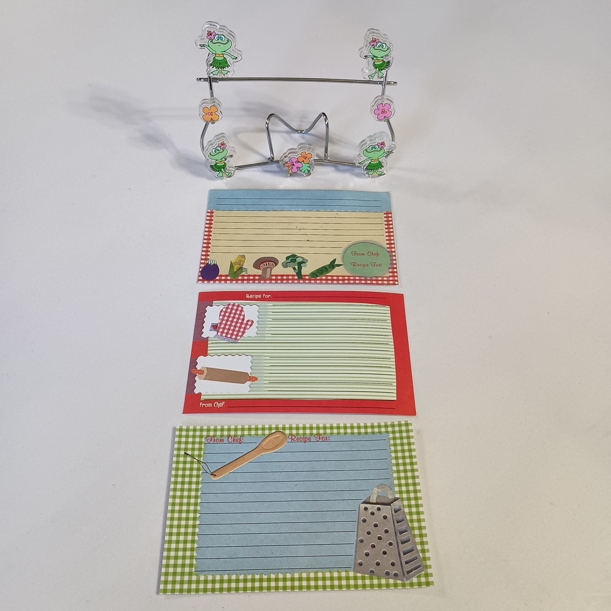 Decorative Frogs Chrome Metal Recipe Card Holder Display Stand