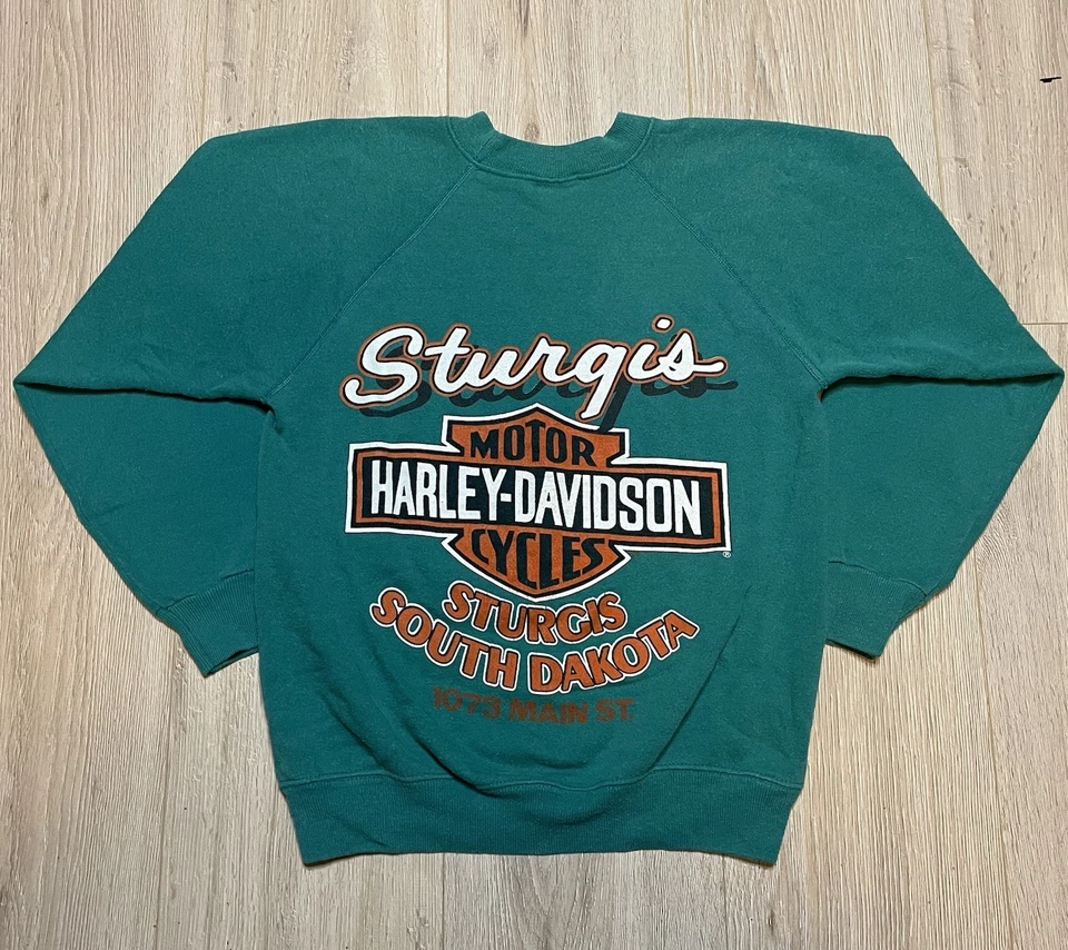 Sudadera De Colección Años 80 Harley Davidson Para Hombre S Raglán Cuello Redondo Dakota del Sur EE. UU. Foto 2 de 4