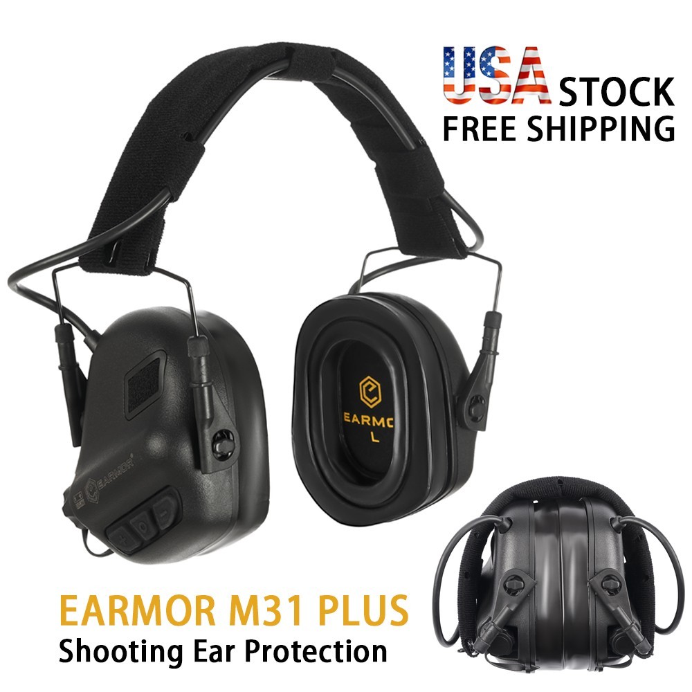 EARMOR M31 PLUS Electronic Shooting Ear Protection Earmuffs for Gun Range Black