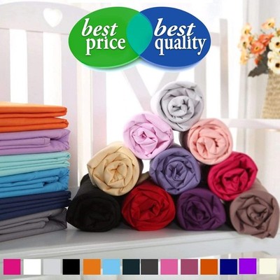 Fitted Sheet Bed Sheets 100% Poly Cotton Single 4FT Double King Super King Size