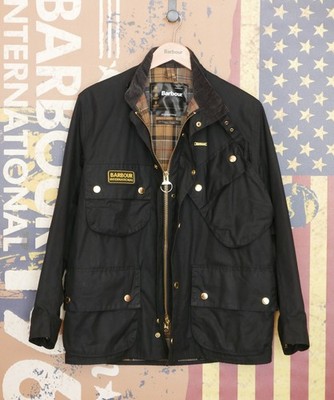£299 Mens Barbour International Classic A7 black wax biker jacket C38 38 Medium