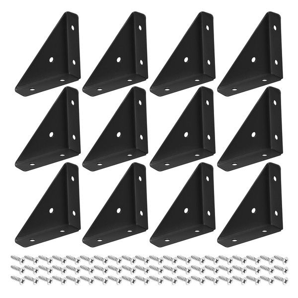 12Stk Winkel-Eckwinkel, 65X19X65Mm Aus Kaltgewalzt Stahl Mit Schrauben (Schwarz)-image