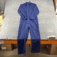 VINTAGE GCA Coveralls Mens 46 Long Blue Snap Button Mechanic Workwear Jumpsuit
