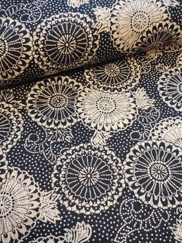 Tela de algodón floral índigo tradicional japonesa Kasuri por 50 cm 88334-31 - Imagen 3 de 15