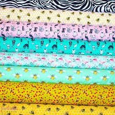 Animal Print Cotton Fabric - 100% Cotton Honey Bees Leopard Unicorns Rainbow