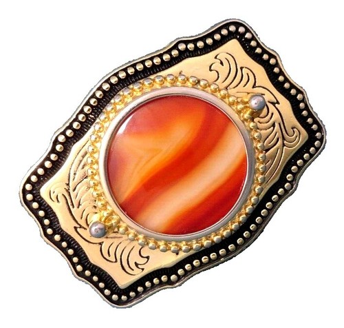 VINTAGE BELT BUCKLE-----2 ORANGE COLORED STONES | eBay