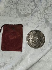 Vintage Gorham Silverplate Repousse Rose Compact Mirror YC-351 W/Velvet Case