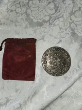 Vintage Gorham Silverplate Repousse Rose Compact Mirror YC-351 W/Velvet Case